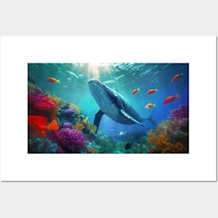 Ocean underwater scene Posters and Art